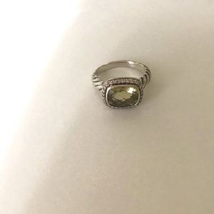 David Yurman Silver Ring with Yellow Stone